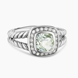 David Yurman Petite Albion Prasiolite and Diamond 7mm Ring Size 5